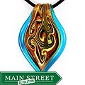 Murano Glass Blue Swirl Twisted Leaf Pendant