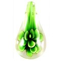 Murano Glass Green Flower Teardrop Pendant