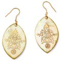 Angelina D'Andrea 14k Yellow Gold Yellow Mother of Pearl Vine Design Earrings
