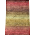Indo Hand-knotted Burgundy/ Olive Tibetan-style Wool Rug (2' x 3')