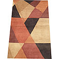 Indo Hand-knotted Rust/ Beige Tibetan-style Wool Rug (3'5 x 5'5)