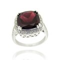 Glitzy Rocks Sterling Silver Square-cut 10.4 CTW Garnet and Cubic Zirconia Ring