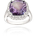 Glitzy Rocks Sterling Silver 10 3/4 CTW Amethyst and Cubic Zirconia Square Ring