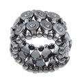 Celeste Gunmetal Black Crystal 2-row Disc Stretch Fashion Ring