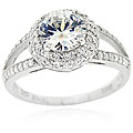 Icz Stonez Sterling Silver Round-cut Cubic Zirconia Bridal Engagement Ring