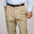Austin Reed Men's Pleated Khaki Satin Twill Reflex Pants