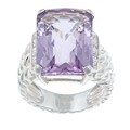 Sterling Silver Pink Amethyst and Cubic Zirconia Ring