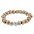 Dark Poplar Wood Crystal Fireball Center Beaded Bangle Bracelet