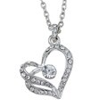 Glass Large blogs Silver-tone Crystal Heart Pendant Necklace