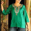 Women's Silk 'Royal Emerald' Tunic (India)