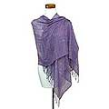 Hand-woven Cotton 'Purple Paths' Shawl (Guatemala)