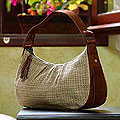 Leather and Cotton 'Cinnamon Oats' Baguette Handbag (Guatemala)