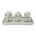 Set of 3 Celadon Ceramic 'Elephant Life Lessons' Figurines (Thailand)