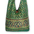 Cotton 'Royal Thai Emerald' Sling Tote Bag (Thailand)