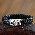 Men's Leather 'Romeo' Onyx Bracelet (Indonesia)