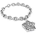 Stainless Steel Hollow Star Charm and Intricate Cut-out Bracelet