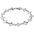 Stainless Steel Small Polished Cross Charm Bracelet