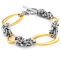 Stainless Steel and Goldplated Oval Cut-out Bracelet