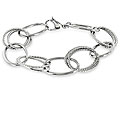 Stainless Steel Alternating Smooth and Braided Thin Hoop Bracelet