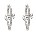 Rhodiumplated Brass Round Cubic Zirconia and Charm Hoop Earrings