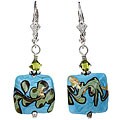 Charming Life Sterling Silver Art Glass Blue/ Green Earrings