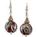 Charming Life Goldfill Art Glass Brown Earthtone Earrings