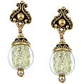 Charming Life Goldtone Art Glass Champagne/ Silver Foil Earrings