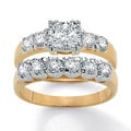 Ultimate CZ 14k Gold Overlay Round-cut Cubic Zirconia Bridal Ring Set