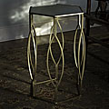 Brass-plated Iron and Glass Hexagonal Side Table (India)