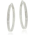 Icz Stonez Sterling Silver Large Inside-out Micro-pave Cubic Zirconia Hoop ...