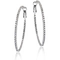 Icz Stonez Sterling Silver Large Inside-out Cubic Zirconia Hoop Earrings