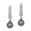 Pearls For You 14k Gold Akoya Pearl and 1/10ct TDW Diamond Earrings (6.5-7 ...