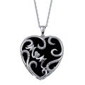 Silver Black Agate and 1/10ct TDW Diamond 'Mom' Necklace (I-J, I3)