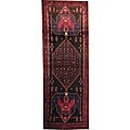 Free indicative guide on Persian rug Geometric Designs Persian Hand-knotted Hamadan Navy/ Red Wool Rug (5' x 13'9)