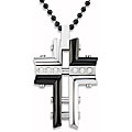 Stainless Steel Black Plated Cubic Zirconia Cross Necklace