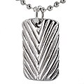 Stainless Steel Antiqued Diagonal Groove Dog Tag