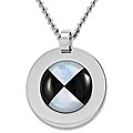 Stainless Steel Mother of Pearl and Onyx Necklace