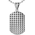 Stainless Steel Polished Geometric Pattern Dog Tag Necklace