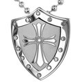 Stainless Steel Center Cross and Shield Necklace