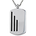 Stainless Steel Black Plated Mesh Inlay Dog Tag Necklace