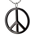 Stainless Steel Black Peace Sign Polished Necklace