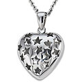 Stainless Steel Star Cutout Heart Necklace