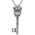 Stainless Steel Antiqued Key Crown Necklace