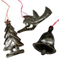 Set of 3 Recycled Oil Drum Holiday Ornaments (Haiti)