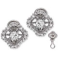 Free efficient hints on abstract Large Oil Sterling Silver Clear Cubic Zirconia Clover Outline Earrings