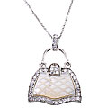 Sterling Silver Mother of Pearl and Cubic Zirconia Handbag Necklace