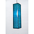 Silk Aqua Blue Rectangular Hanging Lamp (Vietnam)