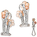 Sterling Silver Mother of Pearl and Cubic Zirconia Flower Earrings