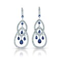 Platinum over Sterling Silver Blue and Clear Cubic Zirconia Earrings