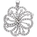 Sterling Silver Clear Cubic Zirconia Flower Brooch